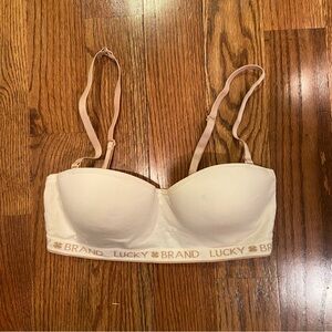 Lucky Brand Strapless or Multi-way Bandeau Bra Size 34B Cream Beige